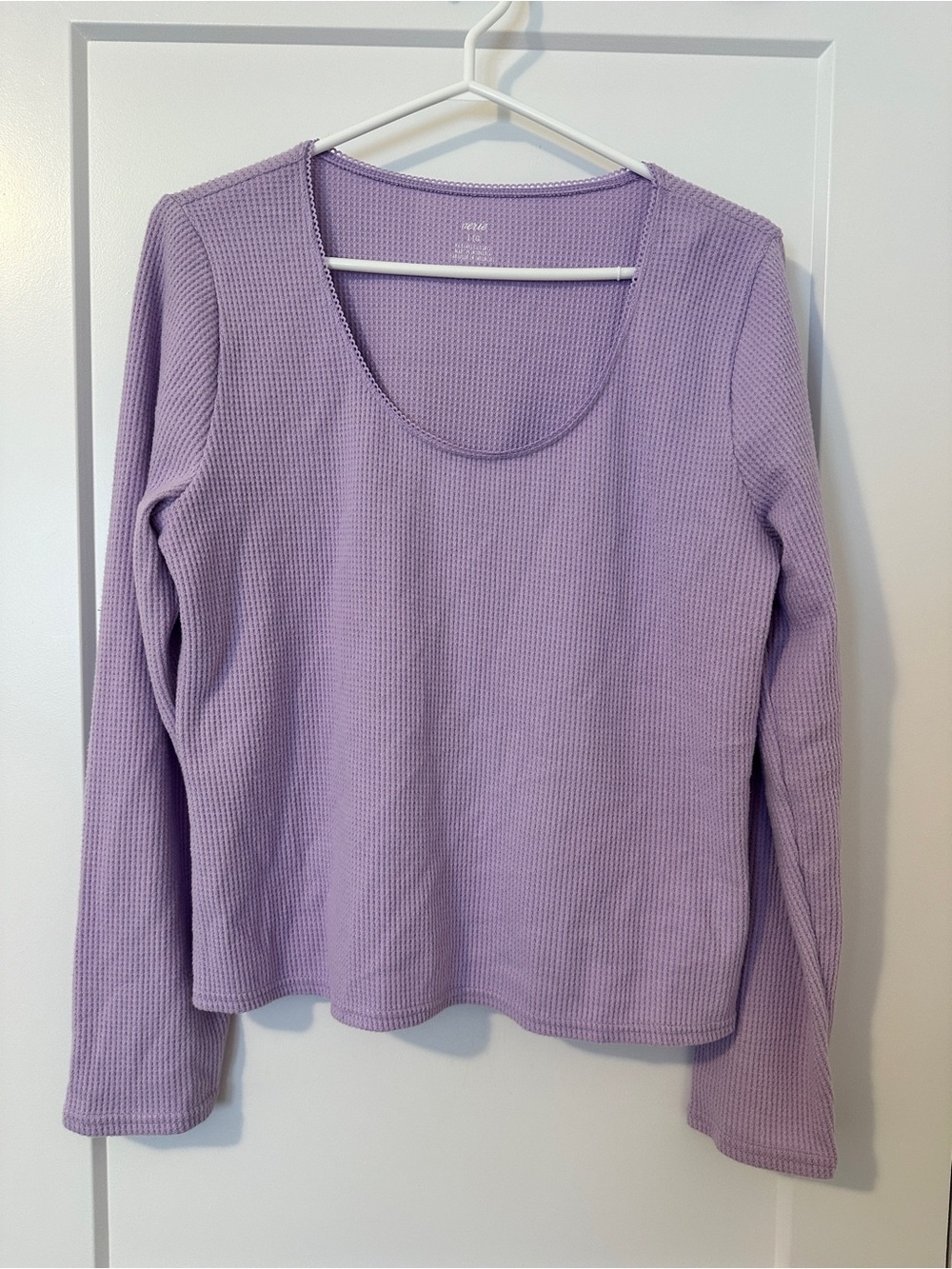 Aerie Purple Waffle Long Sleeve T-shirt Size Large NWT